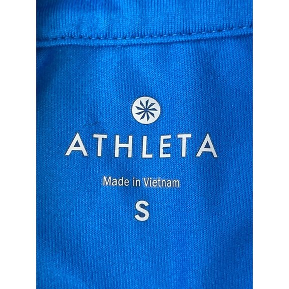 Athleta Half Zip Reflective Running‎ Wild Reflective Top Blue 243315 S Pocket - Picture 6 of 11